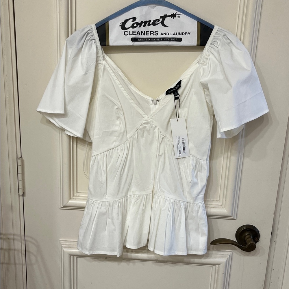NWT Strut & Bolt White Tiered Sleeve Top Small